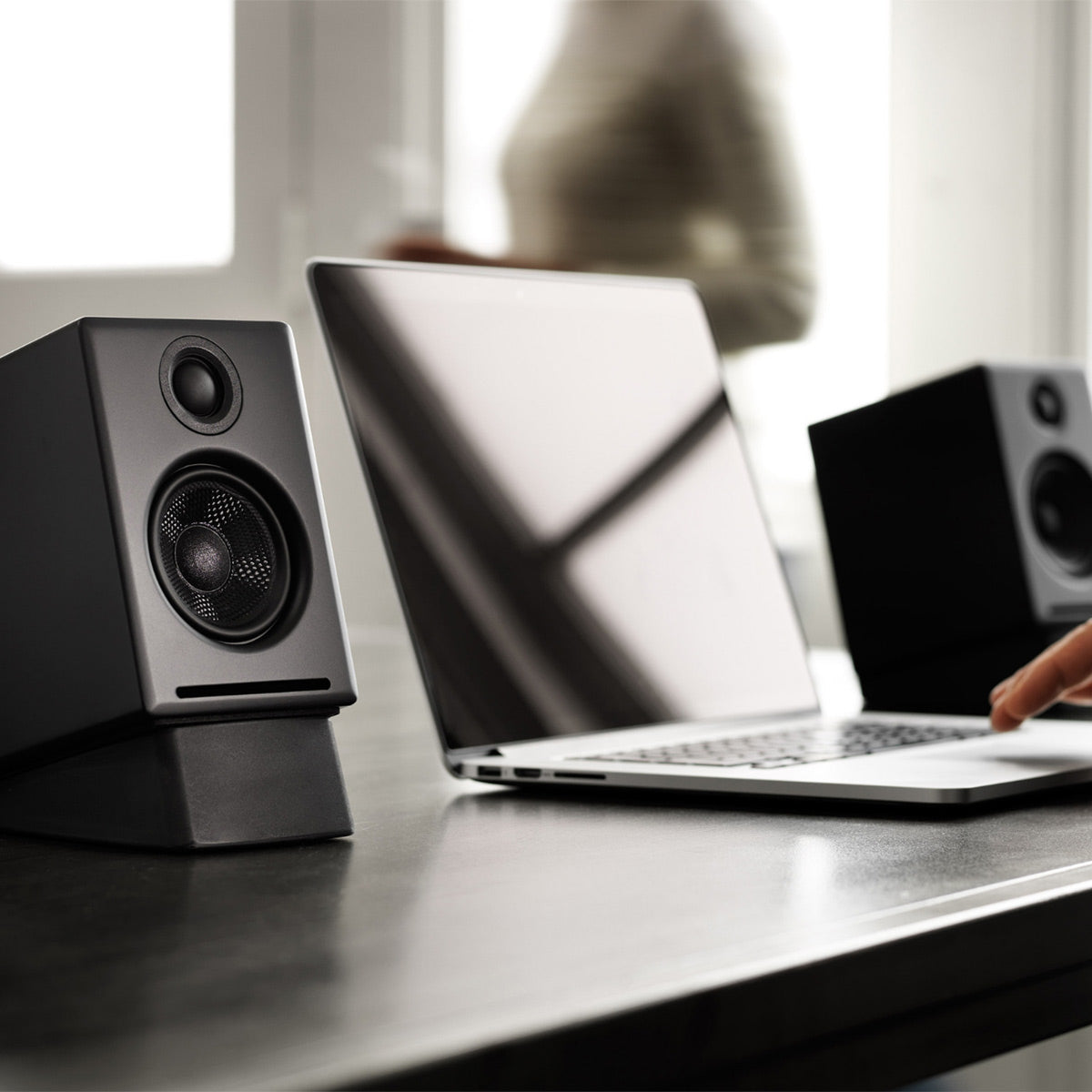 Audio-Technica AT-LP60X-BK Fully Automatic Belt-Drive Stereo Turntable (Black) with Audioengine A2+ Premium Powered Wireless Desktop Speakers - Pair (Black)