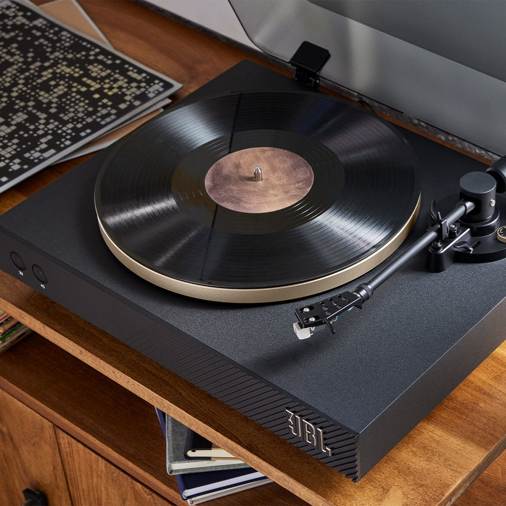 JBL Spinner BT Semi-Automatic Bluetooth Turntable with Authentics 500 Wireless Bluetooth Speaker (Black/Gold)