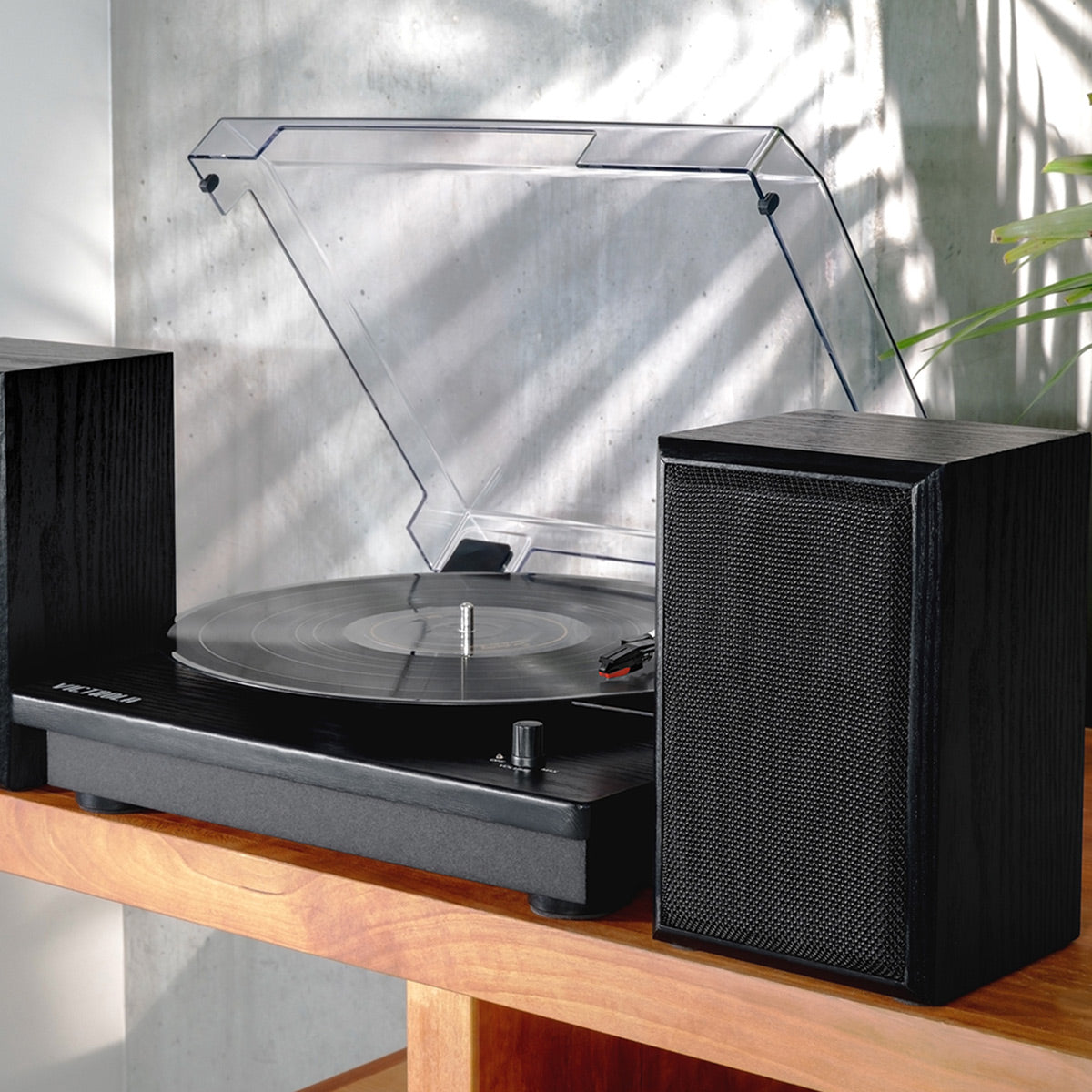 Victrola Montauk Bluetooth Turntable System with Bookshelf Speakers (Black)