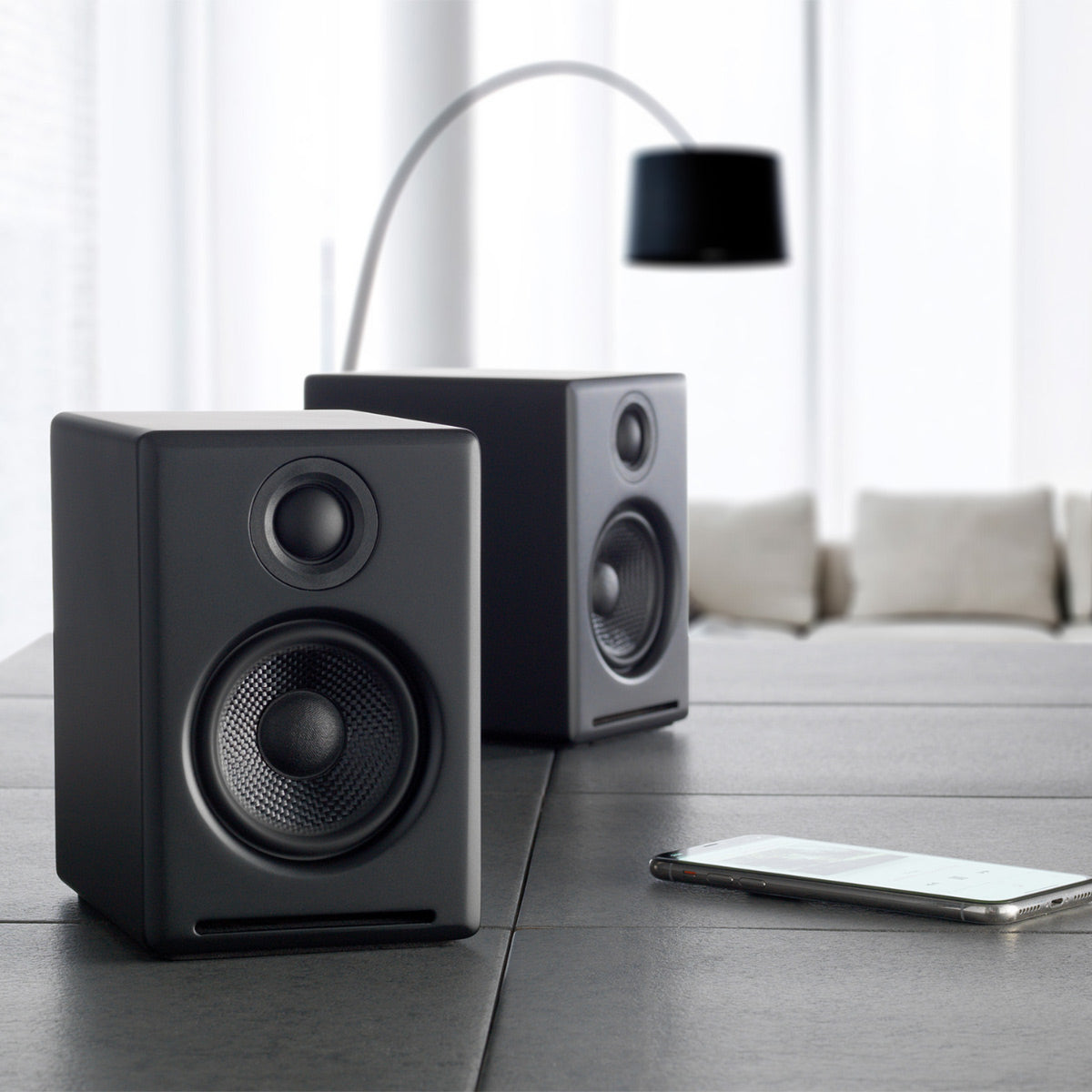 Audio-Technica AT-LP60X-BK Fully Automatic Belt-Drive Stereo Turntable (Black) with Audioengine A2+ Premium Powered Wireless Desktop Speakers - Pair (Black)