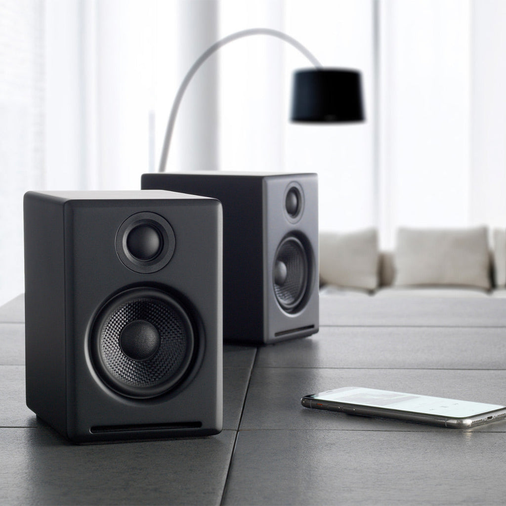 Audioengine A2+ Wireless Speaker System (Black) with Audio-Technica AT-LP60X-GM Fully Automatic Belt-Drive Stereo Turntable (Gunmetal/Black)