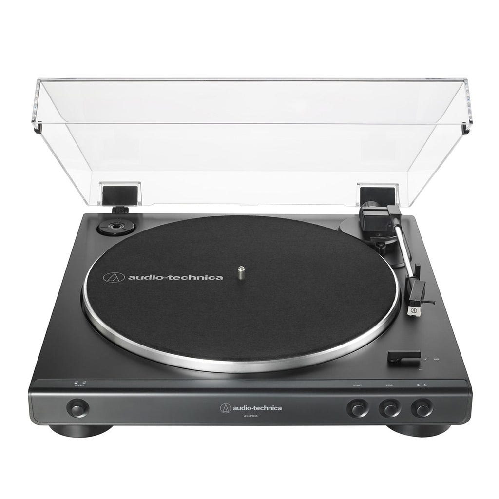 Audio-Technica AT-LP60X-BK Fully Automatic Belt-Drive Stereo Turntable (Black) with Audioengine A2+ Premium Powered Wireless Desktop Speakers - Pair (Black)